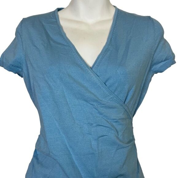 Ann Taylor Loft Y2K Silk Blend Knit Thin Short Sleeve Wrap Look Sweater NWT XS - Picture 2 of 16